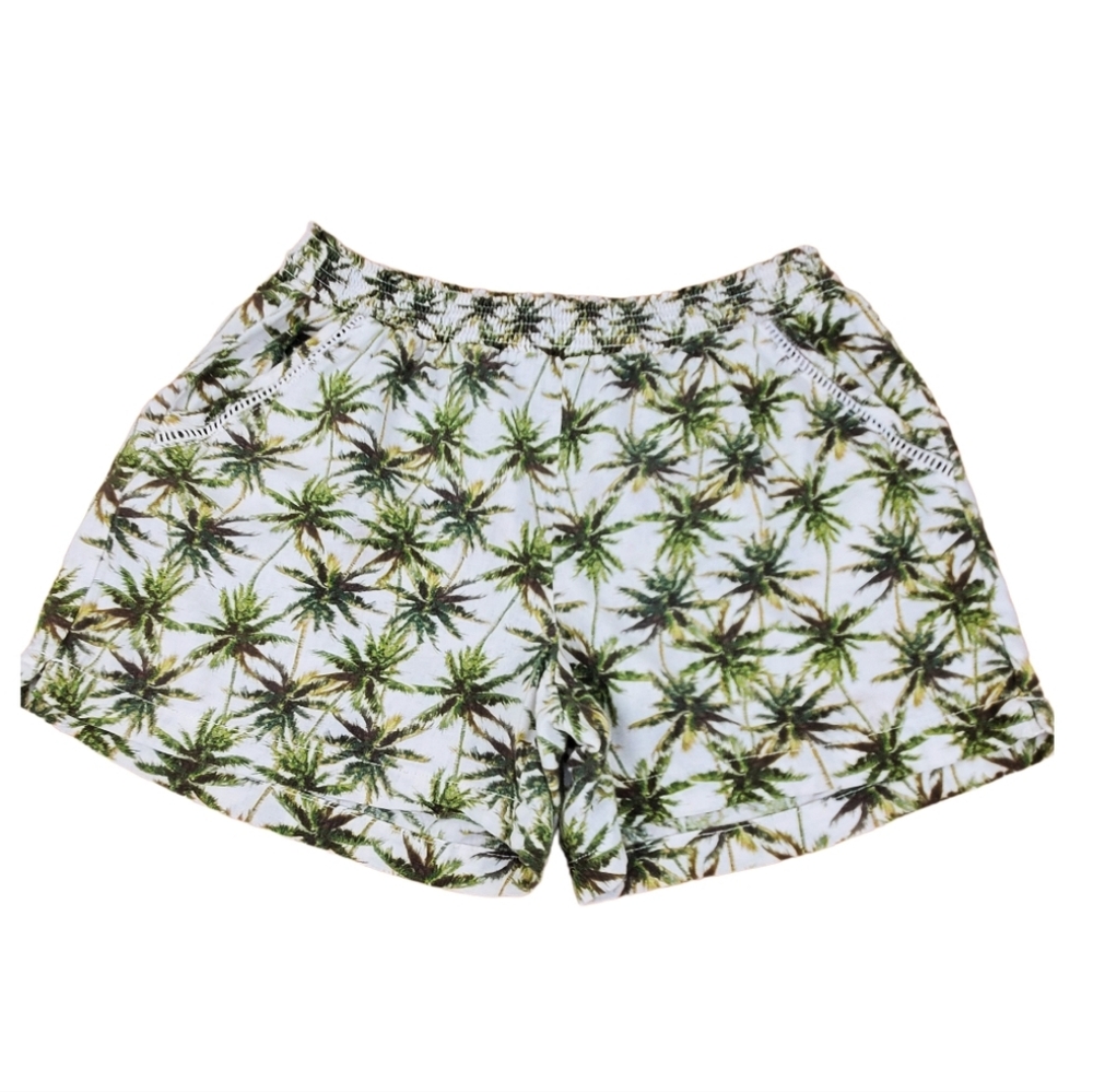 Briggs White with Palm Trees Pattern Shorts Linen Blend Extra Large